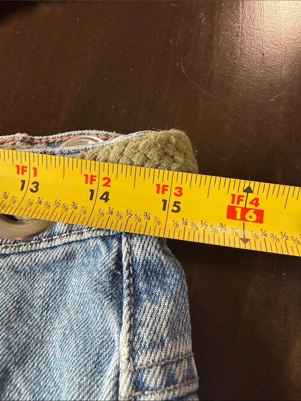 We The Free Light Wash Denim Jeans with Olive Rope Detail - Picture 8 of 10
